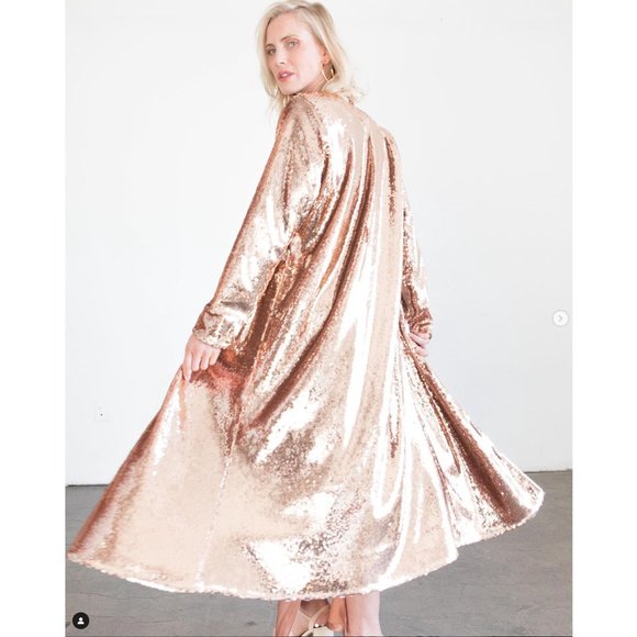 BLANKA THE LABEL Rose Gold Sequin Long Duster Jacket Size XS NWOT - Picture 7 of 11
